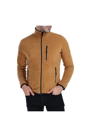Ghassyco. Erkek Tam Fermuarlı Polar Ceket Açık Haki