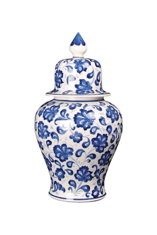 Qdec Bleu Blanc Şah Vazo Lotus