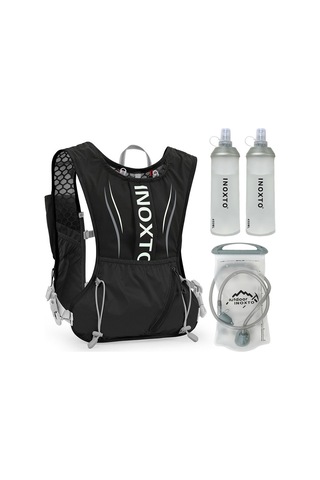 Inoxto 5l Hidrasyon Yeleği Sırt Çantası Su Koşu Yeleği Paketi, Siyah