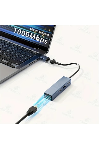 Xuweiwei 4 In 1 Usb C To Ethernet Adaptor Rj45 Gigabit Ag Macbook Pro Air İpad Uyumlu Pro Surface Laptoplar İcin