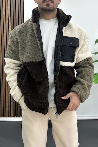Edwox Erkek Tam Oversize Geniş Kalıp Peluş Mont Edw446 Renkli