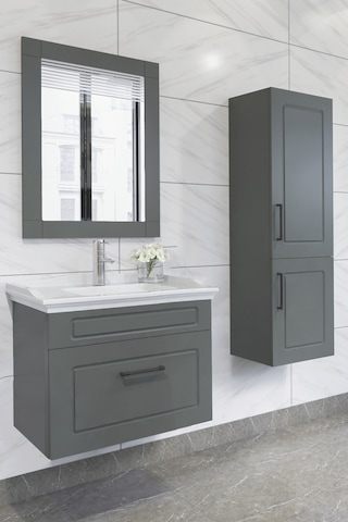 Monaco 65 Cm Banyo Dolabı Antrasit - Boy Dolap Dahil Antrasit