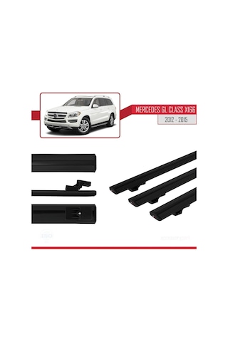Mercedes Gl Class X166 2012-2015 Arası İle Uyumlu Basic Model Ara Atkı Tavan Barı Siyah 3 Adet