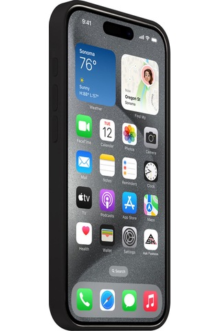 Apple Uyumlu iPhone 15 Pro Logolu Kılıf Lansman Silikon Kılıf - Siyah