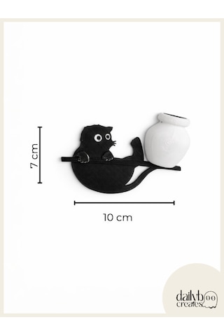 Kedi Bıyığı Toplayıcı Magnet-vazolu Buzdolabı Süs-2 Renkli Kedi Bıyığı Biriktirme Magnet Siyah