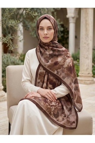 Camellia Scarfs Frosted Bloom Müslin Şal Kahve - Sıcak Ve Zamansız Stil