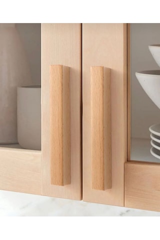 Bella Ahşap Kulp 96mm 9.6cm Lüks Country Mutfak Mobilya Dolap Çekmece Kulbu Doğal Ahşap