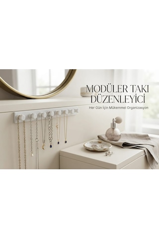 Modüler Dolap İçi Takı Düzenleyici Beyaz