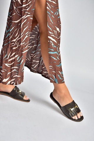 Fox Shoes Y291873003 Kahverengi Hakiki Deri Kadın Terlik