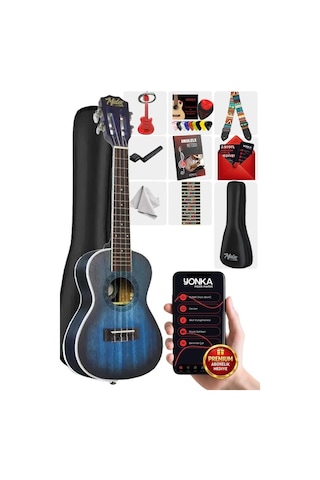 Midex Cn-23 Yüksek Kaliteli Masif Ağaç Concert Ukulele Seti