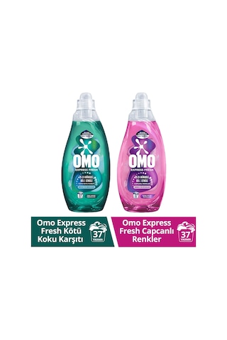 Omo Express Fresh Kötü Koku Karşıtı Beyaz ve Renkliler + Renkli ve Siyahlar için Deterjan 2 x 1480 ML