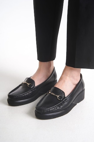 Büyük Numara Hakiki Deri Ortepedik Comfort Kadın Ayakkabı Siyah