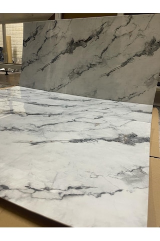 10 Adet 60x30 Gri Beyaz Mermer Desenli Kendinden Yapışkanlı Duvar Paneli