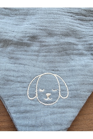 Sleepy Puppy Nakışlı Müslin Bandana Önlük İndigo