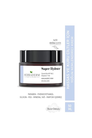 Herbaderm Super Hydrator Cilt Bariyerini Güçlendirici ve Onarıcı Yoğun Nemlendirici Krem 50 ML