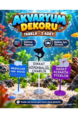 Akvaryum Dekoru - Tabela - Akvaryum Dekor - 3 Adet - Salınım Yapmaz - Balıklar İçin Güvenli