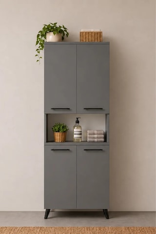 Reyo Enda Home Listra 4 Kapaklı Çok Amaçlı Dolap 170,8 Cm, Raflı, Ayaklı Depolama Dolabı - Antrasit