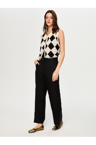 Faik Sönmez Wide Leg Fit %100 Keten Pantolon S26pnt010 Us26pnt01010 Siyah