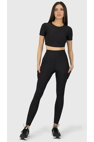 Superstacy İki Beden İnceltici Toparlıyıcı Ultra Yüksel Bel Korse Cepli Sportayt SiYAH