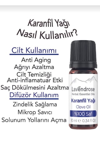 Lavendrose Karanfil Yağı %100 Saf- Bitkisel Aromaterapi