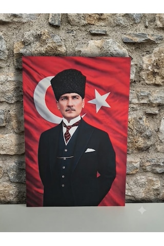 Tablo 60x90 & 40x60 Cm Büyük Orta Boy Ofis Ve Salon Hediyelik Duvar Aksesuarı Atatürk1881 Siyah