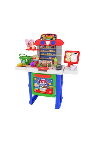 Sesli Işıklı Süpermarket Kasiyer Seti Barkod Okuyuculu Ve Hesap Makineli 78 Cm
