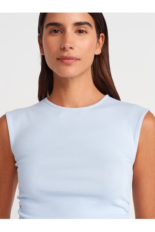 Dilvin 21054 Büzgülü Basic T-shirt-açık Mavi Açık Mavi