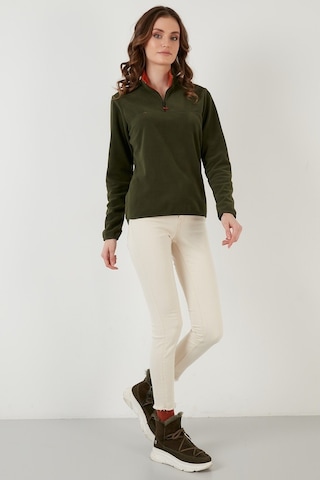 Lela Slim Fit Yumuşak Dokulu Anti-Pilling Tüylenme Yapmayan Yarım Fermuarlı Bayan Polar 5907000 Haki