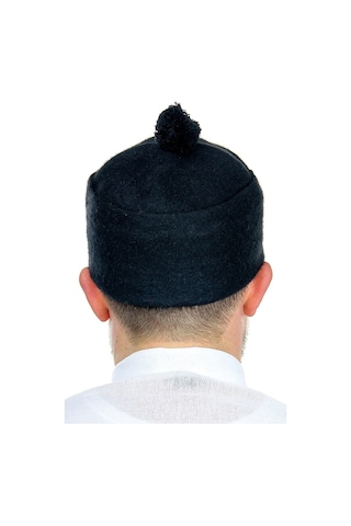 Erkek Keçe Yün Takke - Siyah Renk