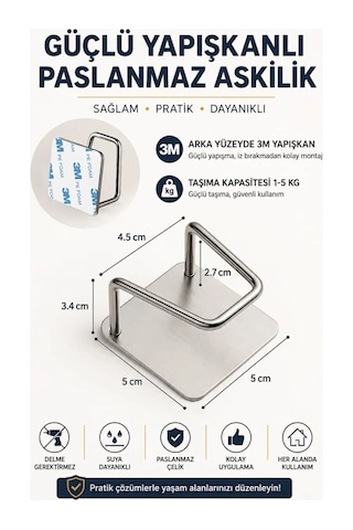2 Adet Paslanmaz Bulaşık Süngeri Tutucu Yapışkanlı Askılık Pratik Mutfak Düzenleyici