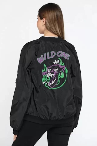 Efnaz Style Unisex Uzun Kol Baskılı Bomber Ceket - Siyah