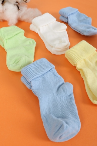 %100 Pamuklu 6'lı Yenidoğan Bebek Çorap Mavi