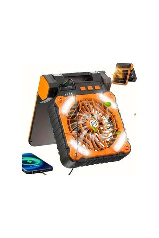 Motion003 Siyah Ev Gunes Elektrikli Fan Dijital Ekran Cep Telefonu Sarj Kamp Aydinlatma Buyuk Kapasiteli Pil Omu