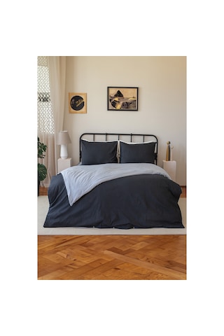 Nevresim Takımı Çift Kişilik Lastikli Çarşaflı Antrasit - Gri