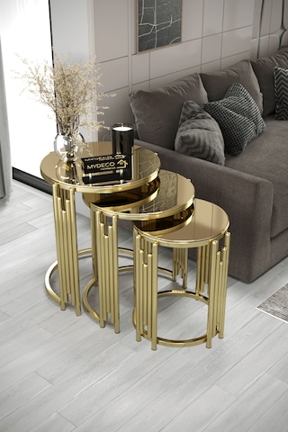 Piyano Zigon Sehpa Gold Ayak Bronz Ayna