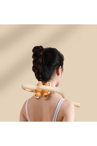 Boyun Ve Omuz Kendi Kendine Masaj Aleti S-şekilli Eğri Tasarımı Omuz Gevşetici Turuncu 08mwıf Turuncu