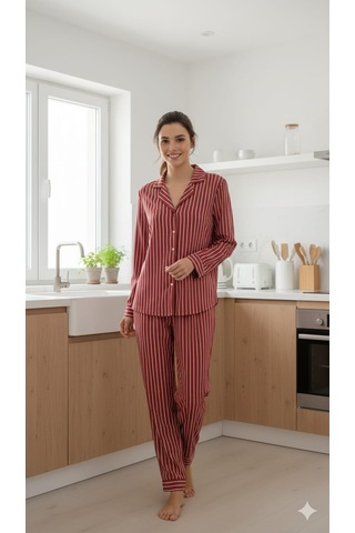 Kadın Pijama Takımı Sude Kırmızı