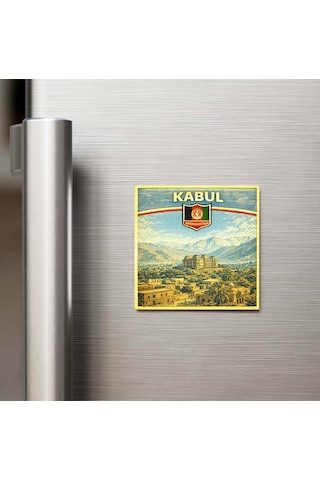 Retro Afganistan Kabil Şehri Temalı Vintage Buzdolap Magneti 9x9 Cm