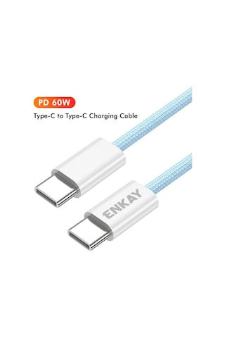 Enkay Cb174 Candy Color 60w Usb-c / Type-c To Type-c Şarj Veri Kablosu, Uzunluk: 1m Yeşil