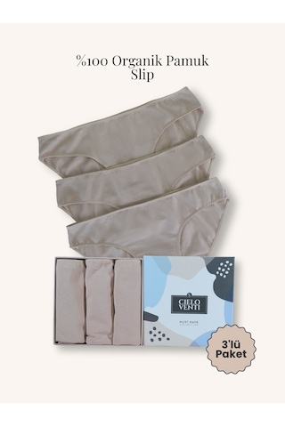 Must Have 3'lü Organik Pamuk Slip Külot Krem