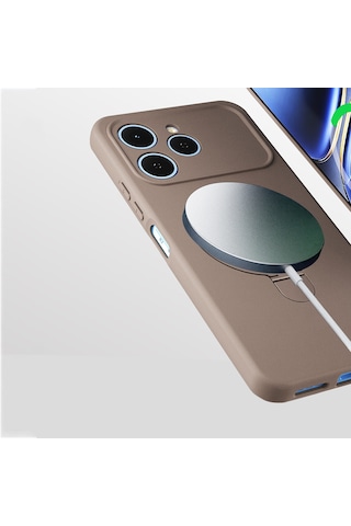 Ardemix Tecno Spark 40 Kılıf M-safe Şarj Özellikli Standlı Zore Samara Kapak - Siyah