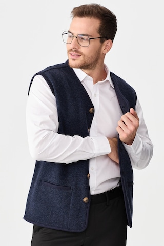 Erkek V Yaka Keçe Aksesuarlı Pike Dokuma Yün Yelek K.lacivert K.lacivert
