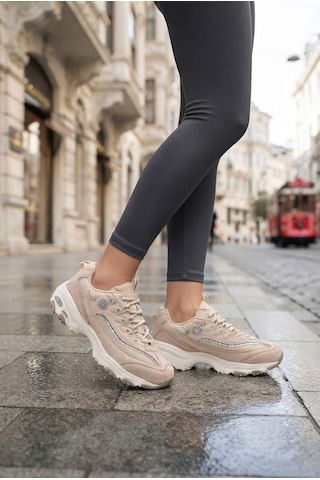 Fort 07387 Rahat Kalın Taban Sneaker Kadın Ayakkabı Bej