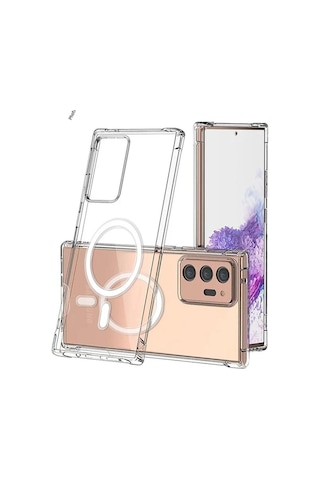 Teknomoda Samsung Note 20 Ultra Kılıf Magsafe Kablosuz Şarj Uyumlu Şeffaf Silikon Kapak Şeffaf