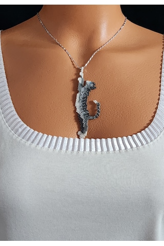 Harmel Jewelry Miyuki Gri Kedi Kolye Gri