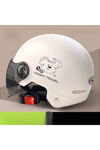 Lemestar Kask Elektrikli Bisiklet Motosiklet Yarı Kask, 4 Mevsim Kullanıma Uygun, 3c Onaylı, Güvenlik Kaskı L019 Açık Pembe Koşan Köpek Desenli