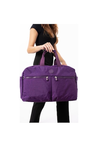 Seyehat Spor Çantası Kabin Boy Valiz 45 35 Cm Omuz Ve Çapraz Askılı Hafif Klinkır Çanta Su İtici Mor