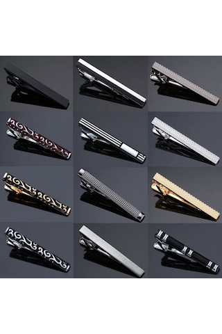 Mufunye Şık Ve Rahat Kravat İğnesi, Hipoalerjenik Çelik, 15 Farklı Desen Seçeneği Diğer Çok Renkli