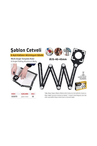 Sgs 970 - Alüminyum Şablon Cetveli 6 Açılı