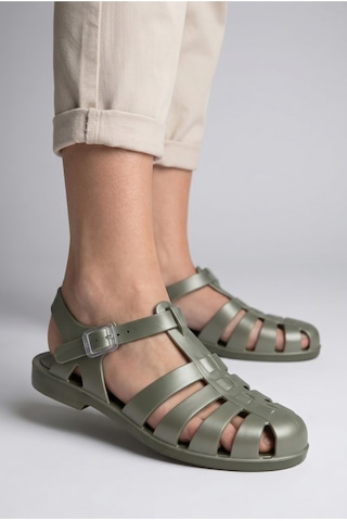 36-40 Numara Arası Bıarrıtz Metal Sandalet - Yeşil Yeşil